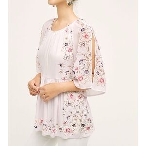 Anthropologie One September Pink Floral Flowy Blouse